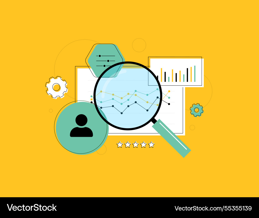 Customer analysis tools process data Royalty Free Vector