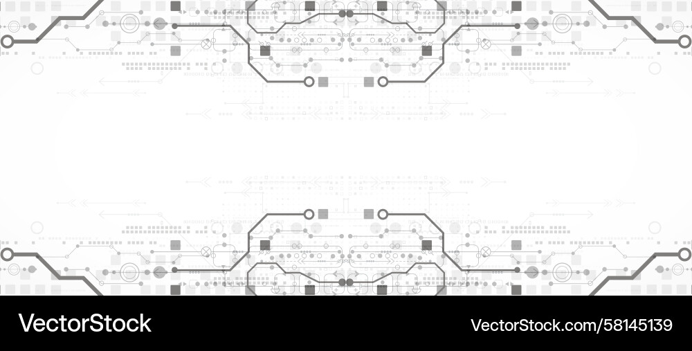 Gray Technology Background with Circuit Pattern Vector Image
