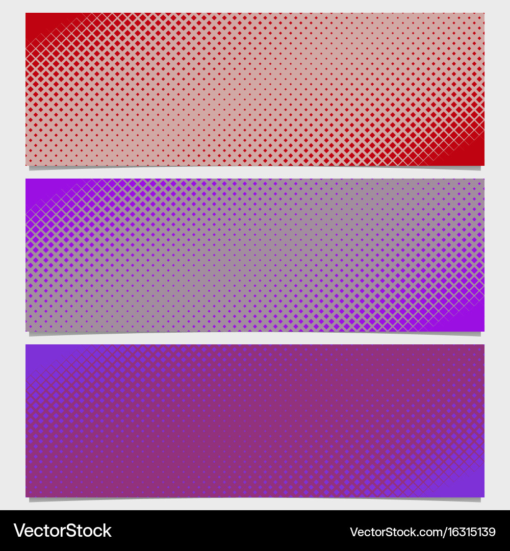 Halftone square pattern banner template set Vector Image