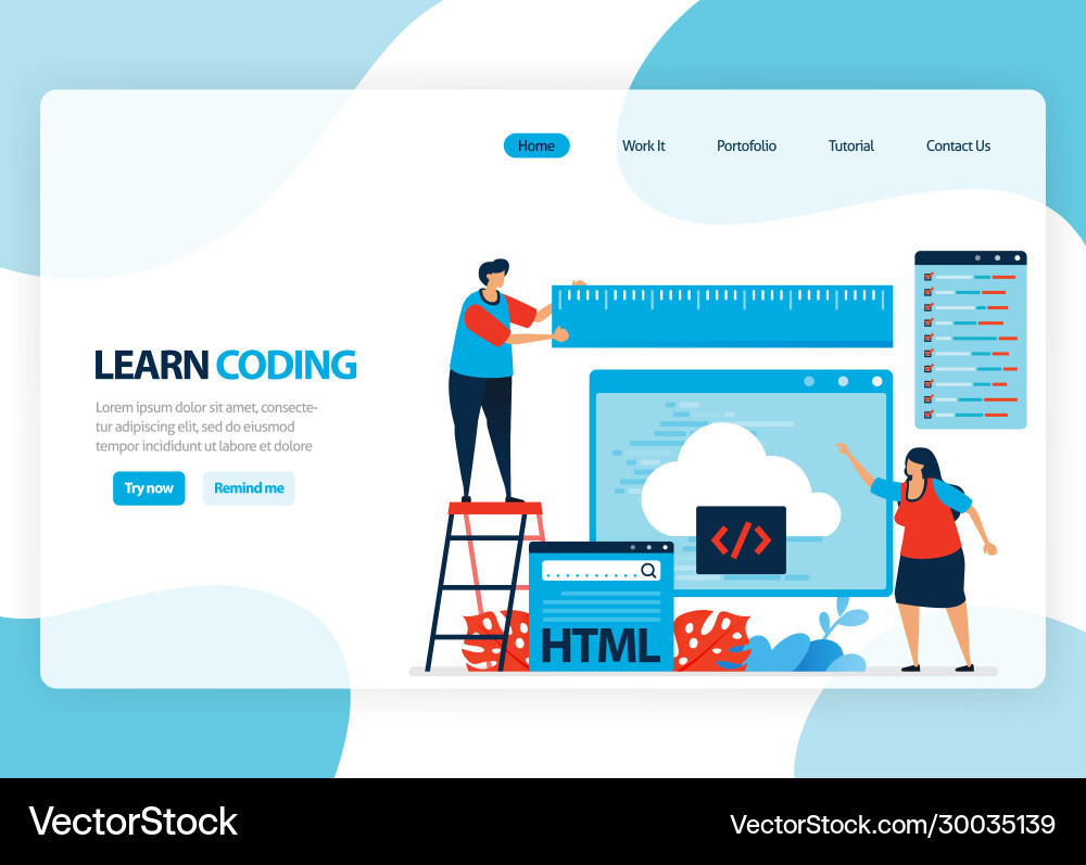Homepage for learning programming and coding vector image
