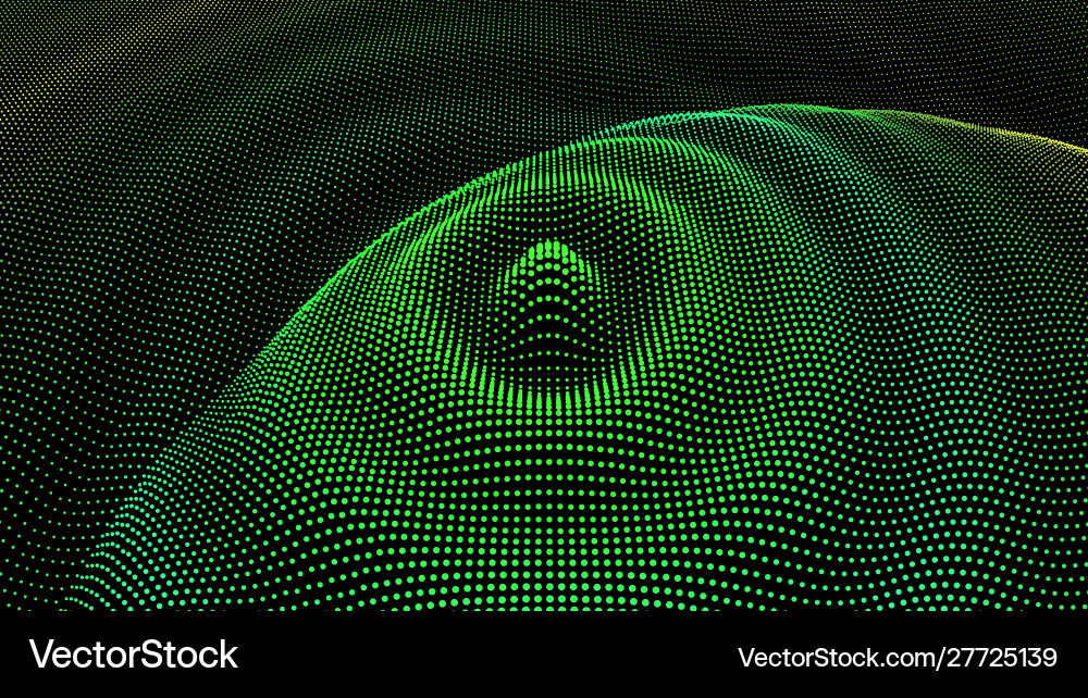 Particle 3d wavy ripple effect color grid surface vector image