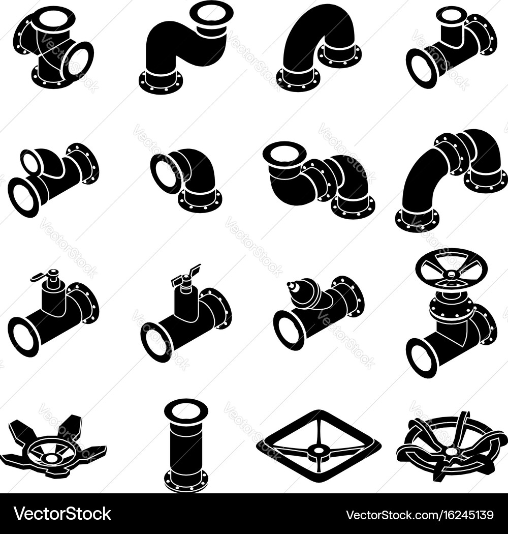 Pipeline constructor icons set isometric style vector image