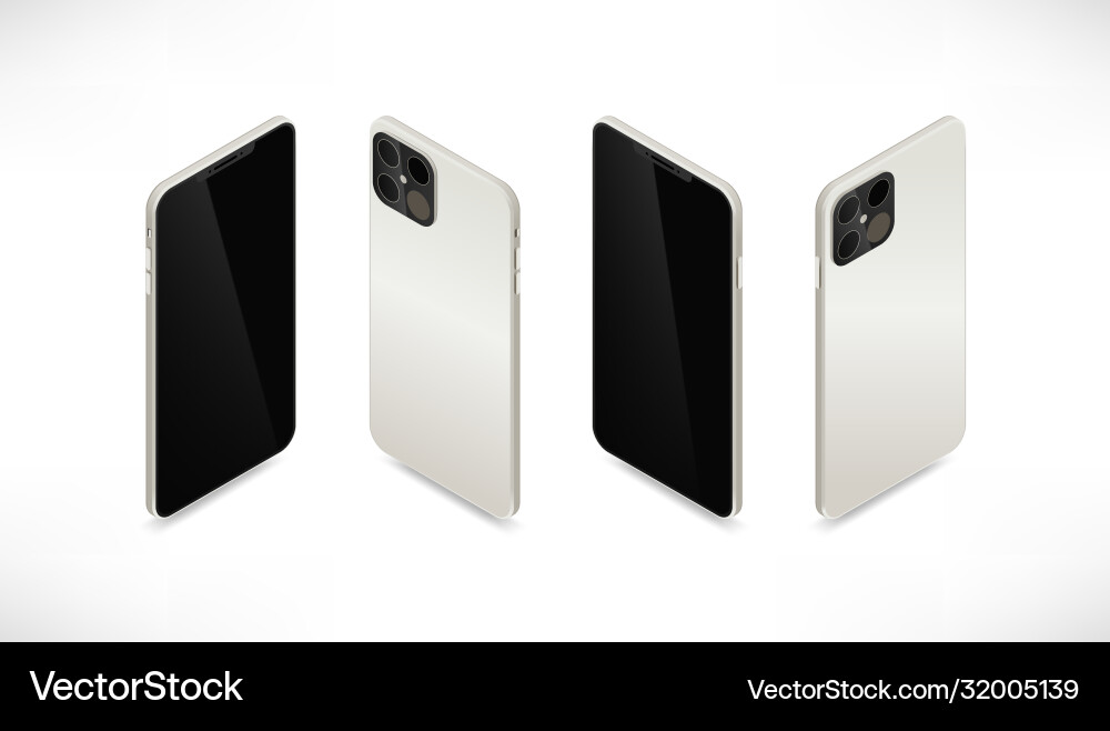 Realistic isometric smartphone front and side view Realistic isometric smartphone front and side view Vector Image