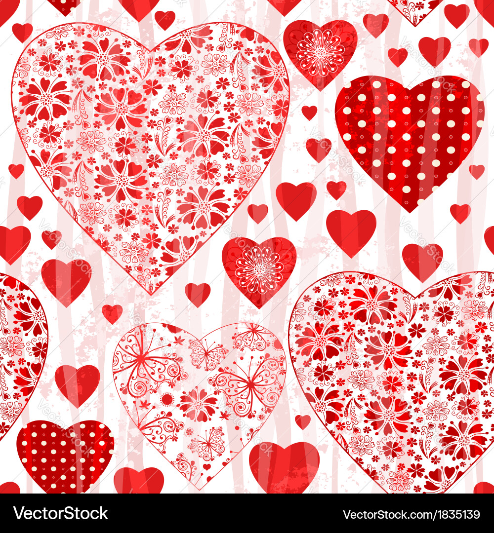 Seamless Red Heart Valentine Pattern – Royalty-Free Vector | VectorStock