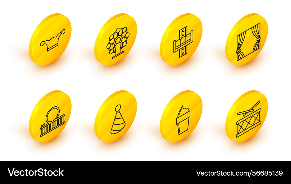 Set line drum with sticks ice cream Vector Image