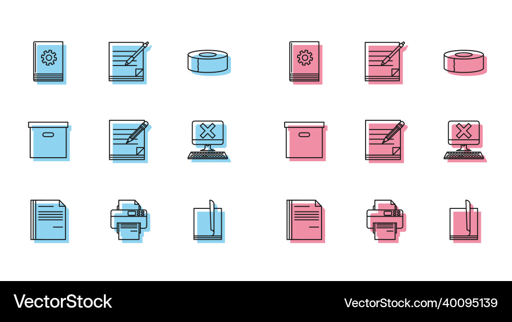 Set line file document printer user manual Set line file document printer user manual vector image