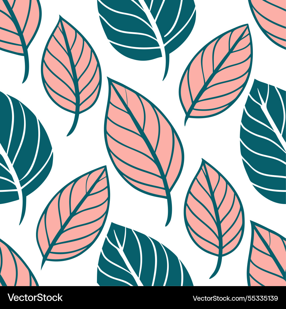 Spring leaves seamless pattern with large bold Vector Image