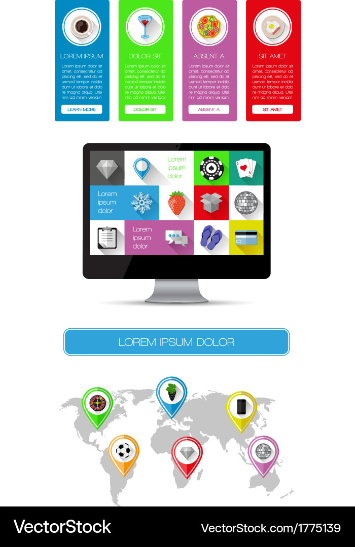 Ui infographics and web elements vector image