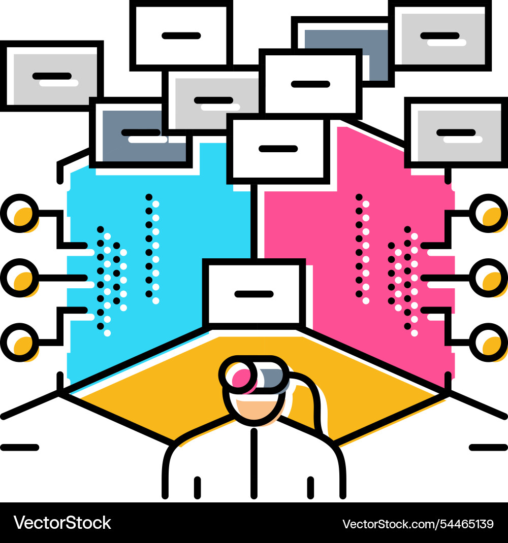 Virtual hacking spaces color icon Virtual hacking spaces color icon Vector Image