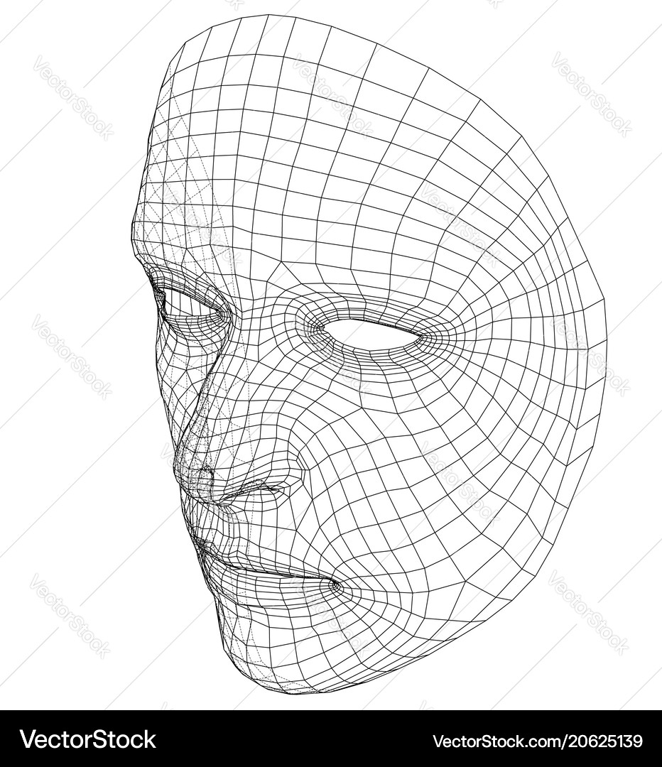 Wireframe Human Face Recognition Royalty Free Vector Image