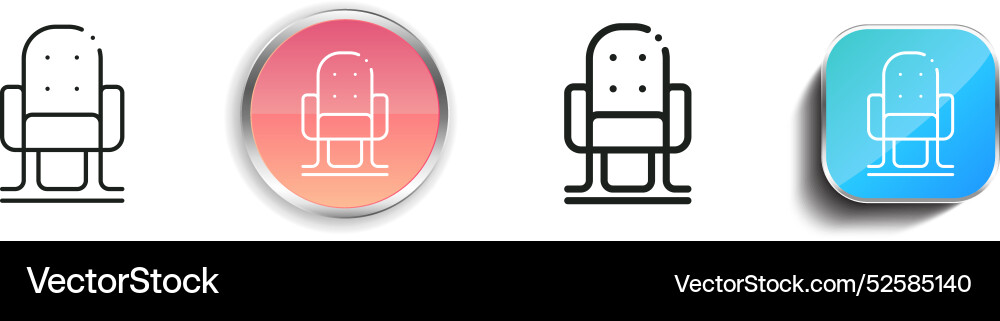 Chair icon thin linear regular and button style vector image
