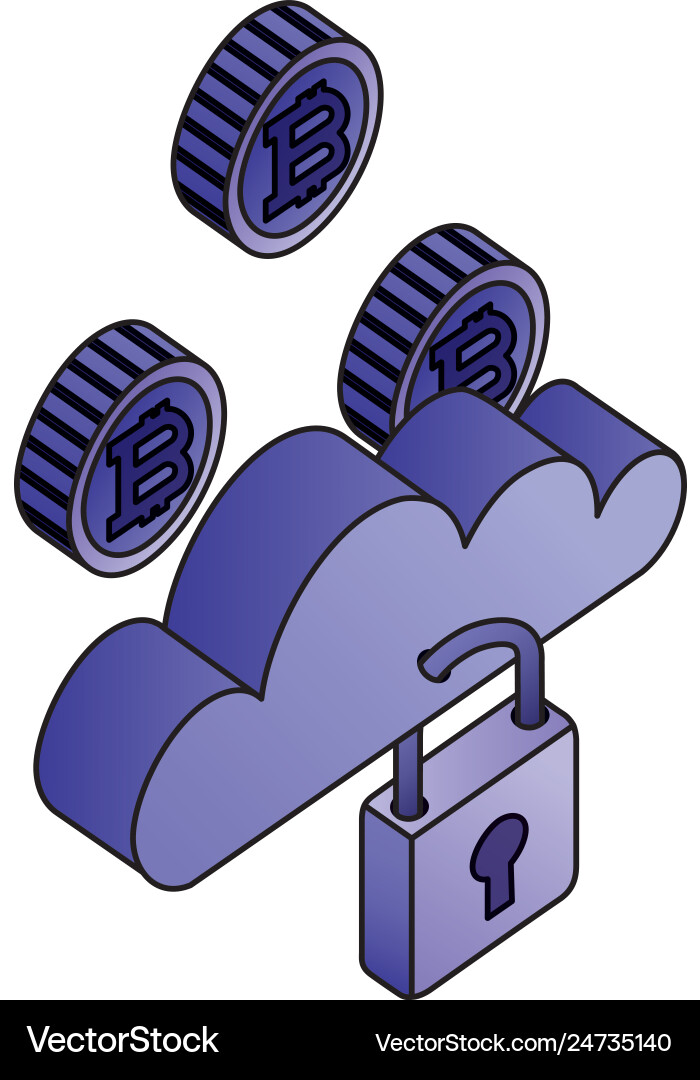 Cloud computing bitcoin security network vector image