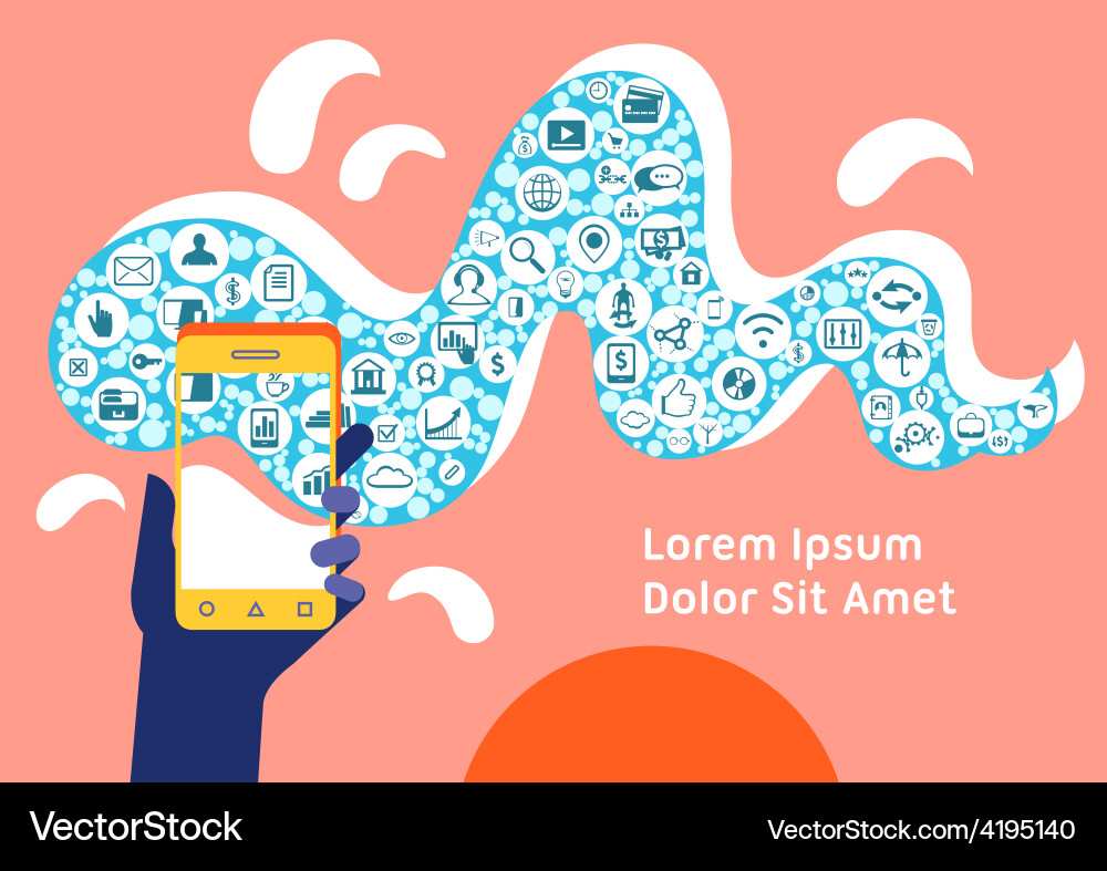 Cloud computing mobile device application network Vector Image