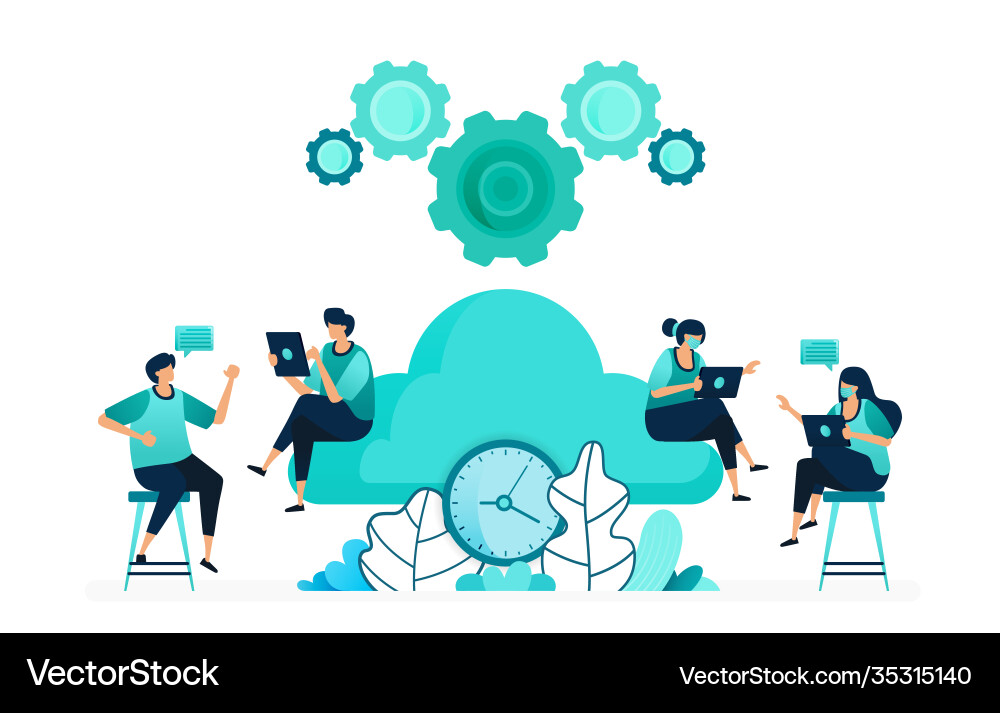 Computing time on storage and hosting servers Computing time on storage and hosting servers vector image