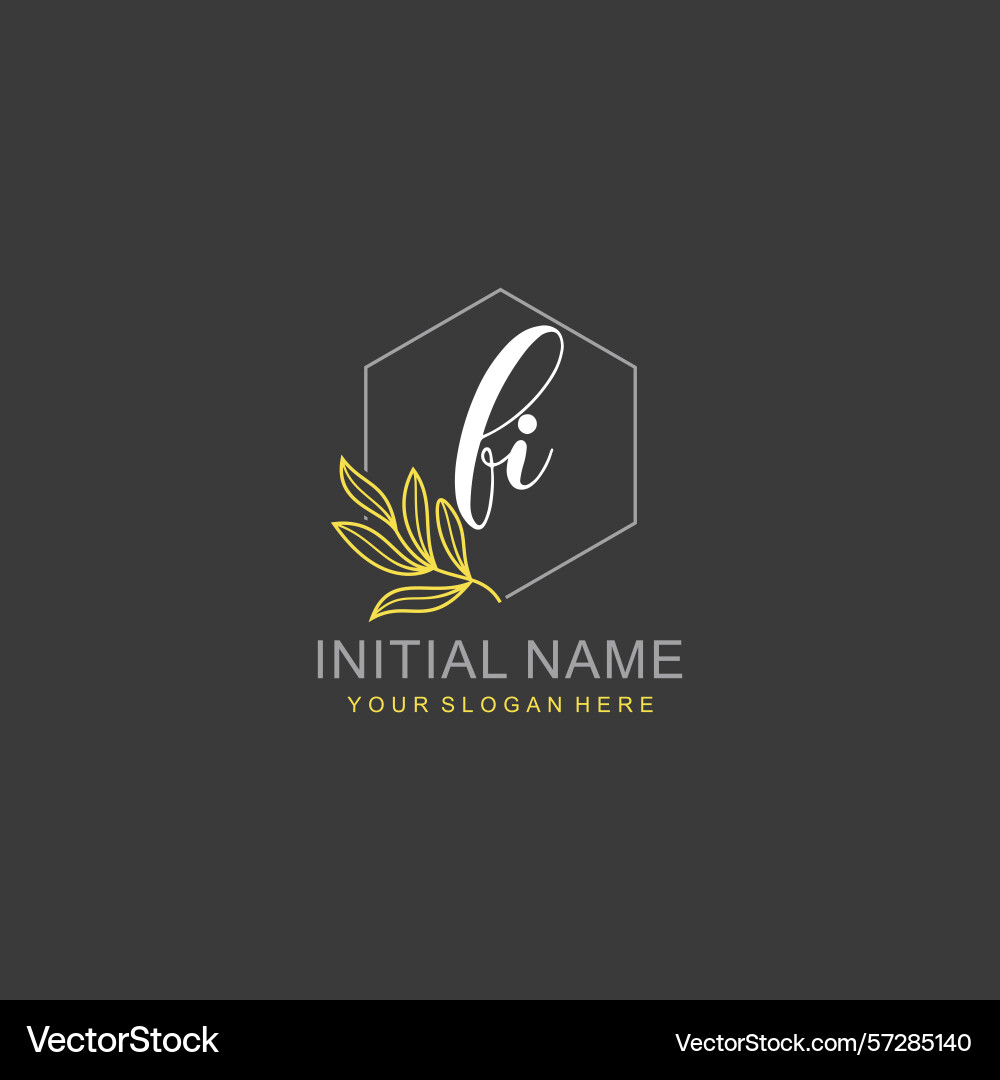 Fi initial logo templates with botanical elements Vector Image