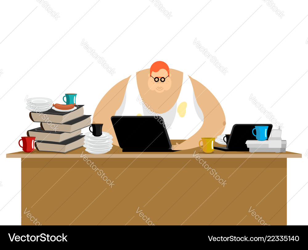 Freelancer at work clutter and computer remote vector image