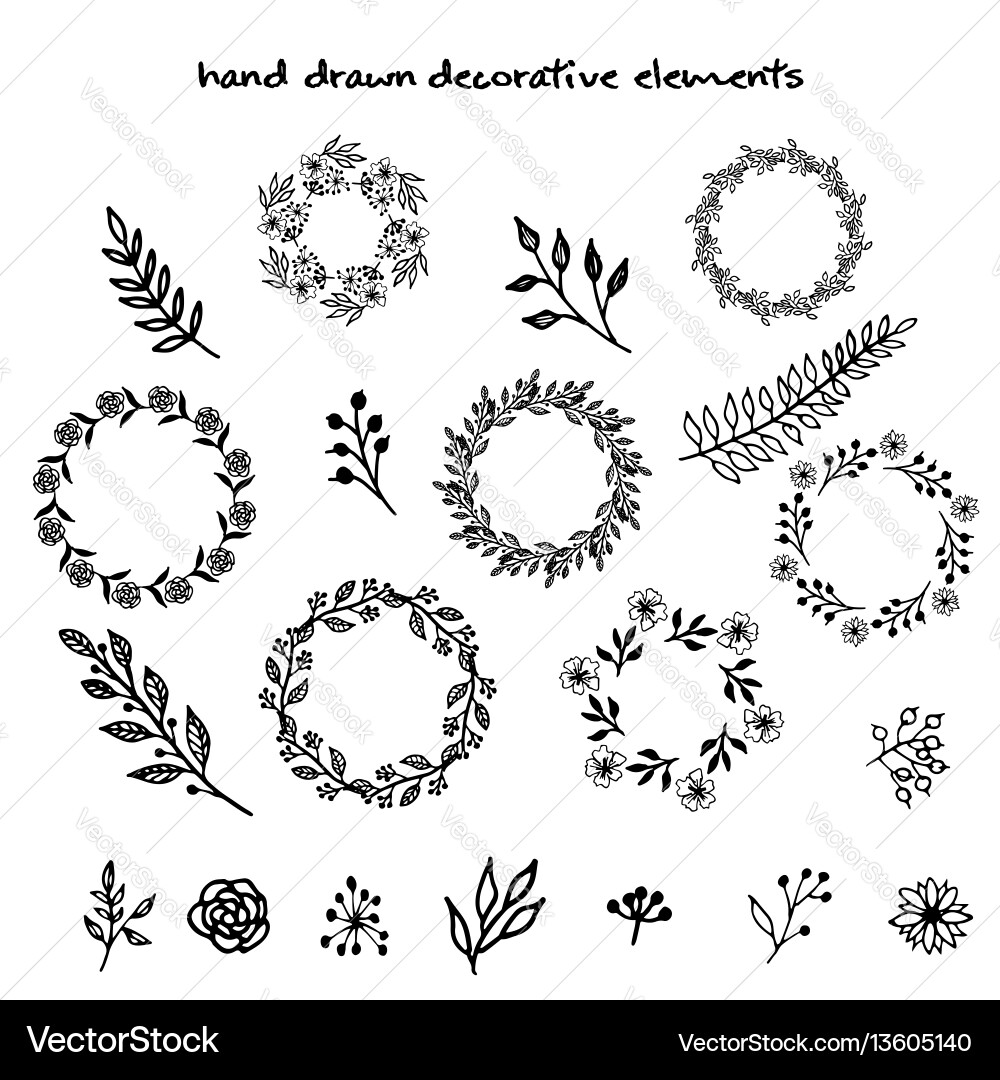 Hand drawn decorative elements Royalty Free Vector Image