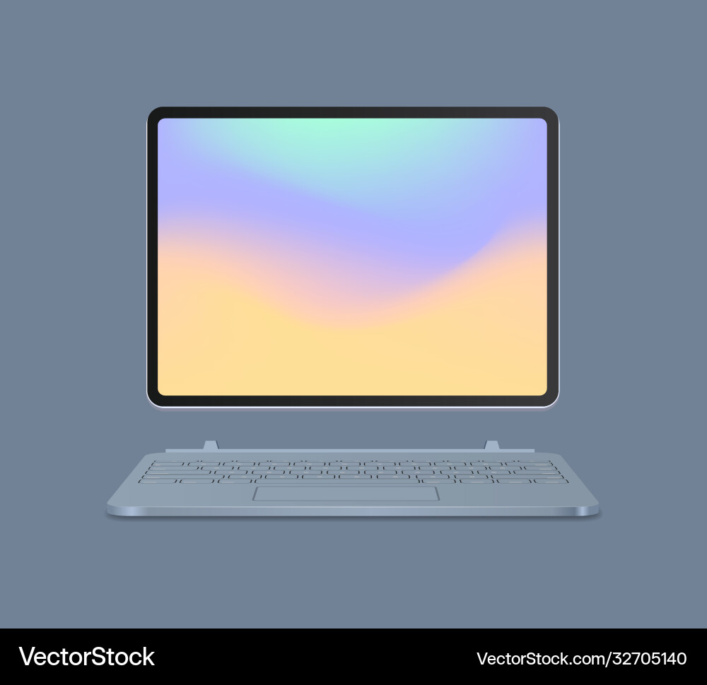 Modern tablet computer with keyboard and colored Modern tablet computer with keyboard and colored vector image