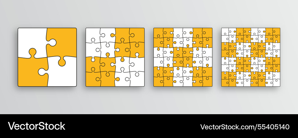 Puzzle grid jigsaw scheme from pieces Vector Image