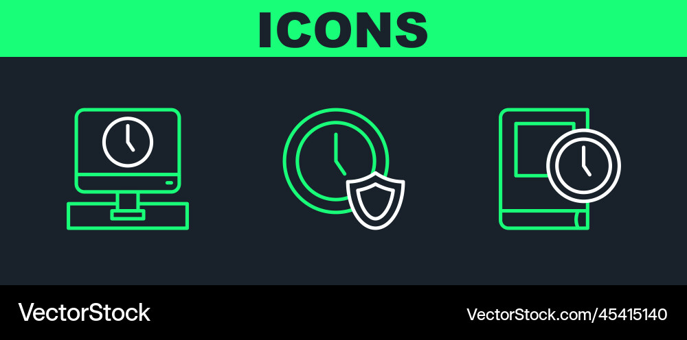 Set line time for book monitor and clock Set line time for book monitor and clock vector image