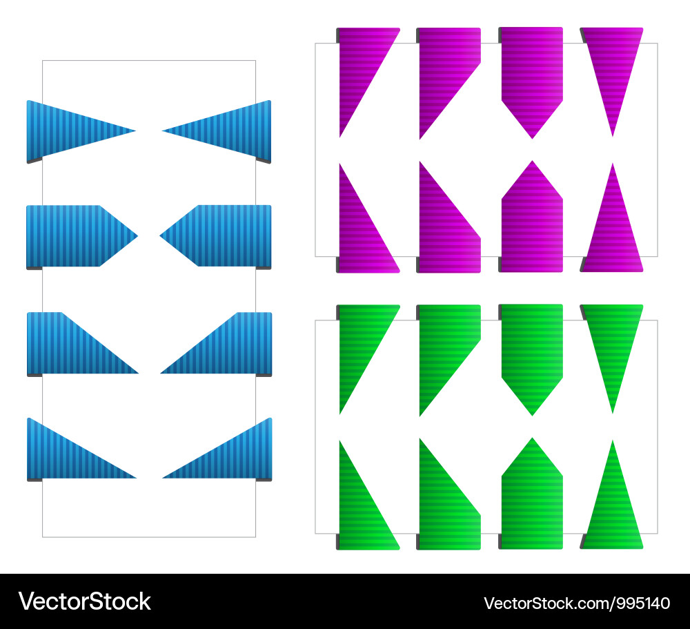 Set of triangle bookmarks with texture Vector Image