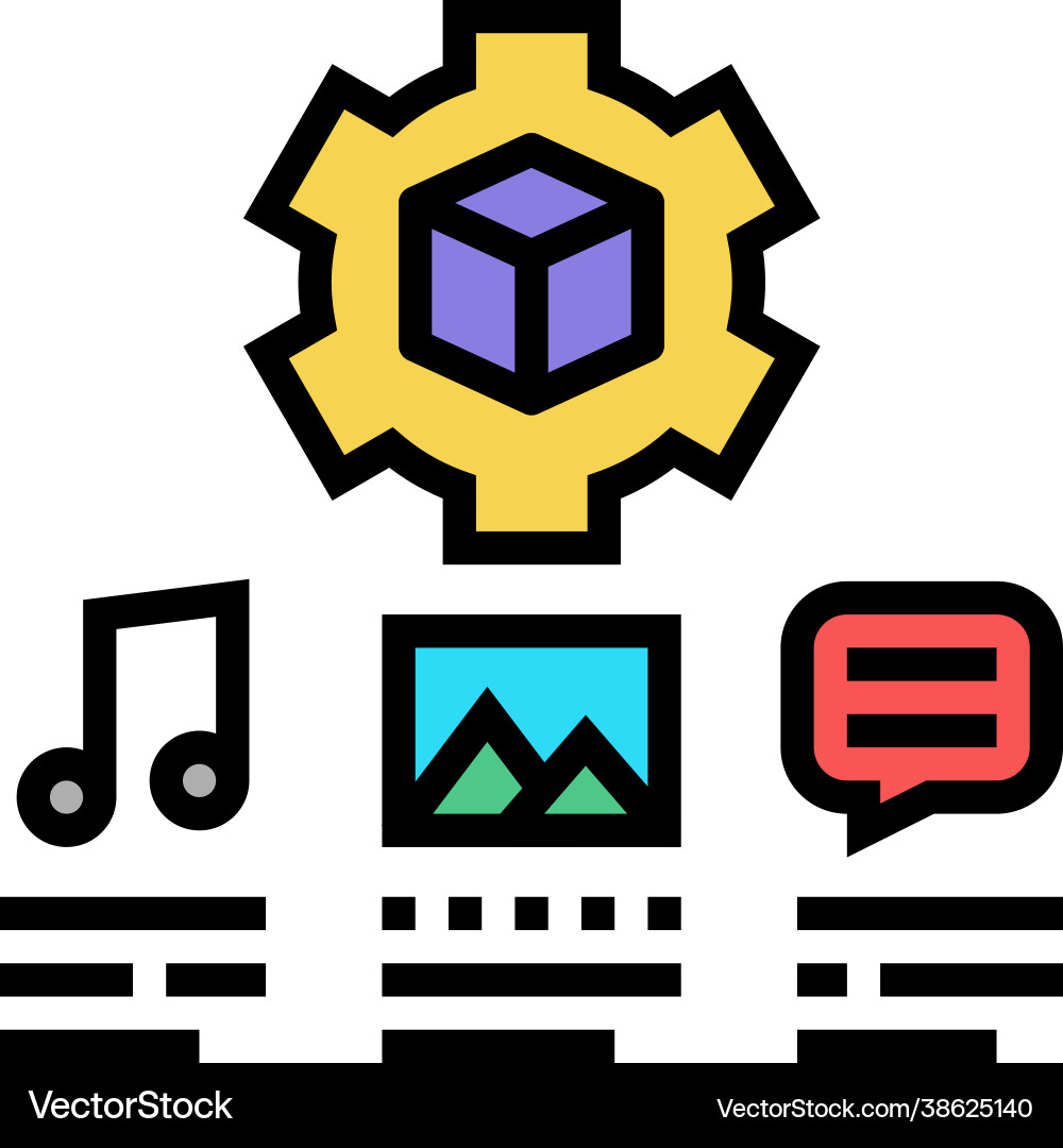 Settings audio image and test ugc color icon vector image