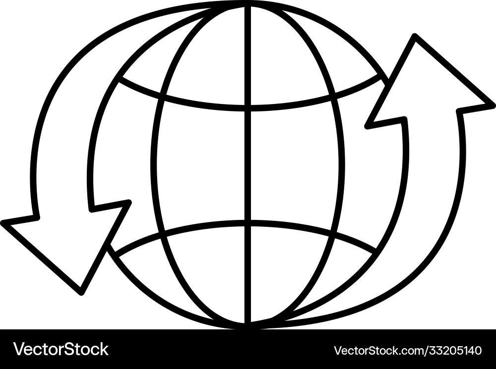 Sphere world planet with arrows around line style vector image