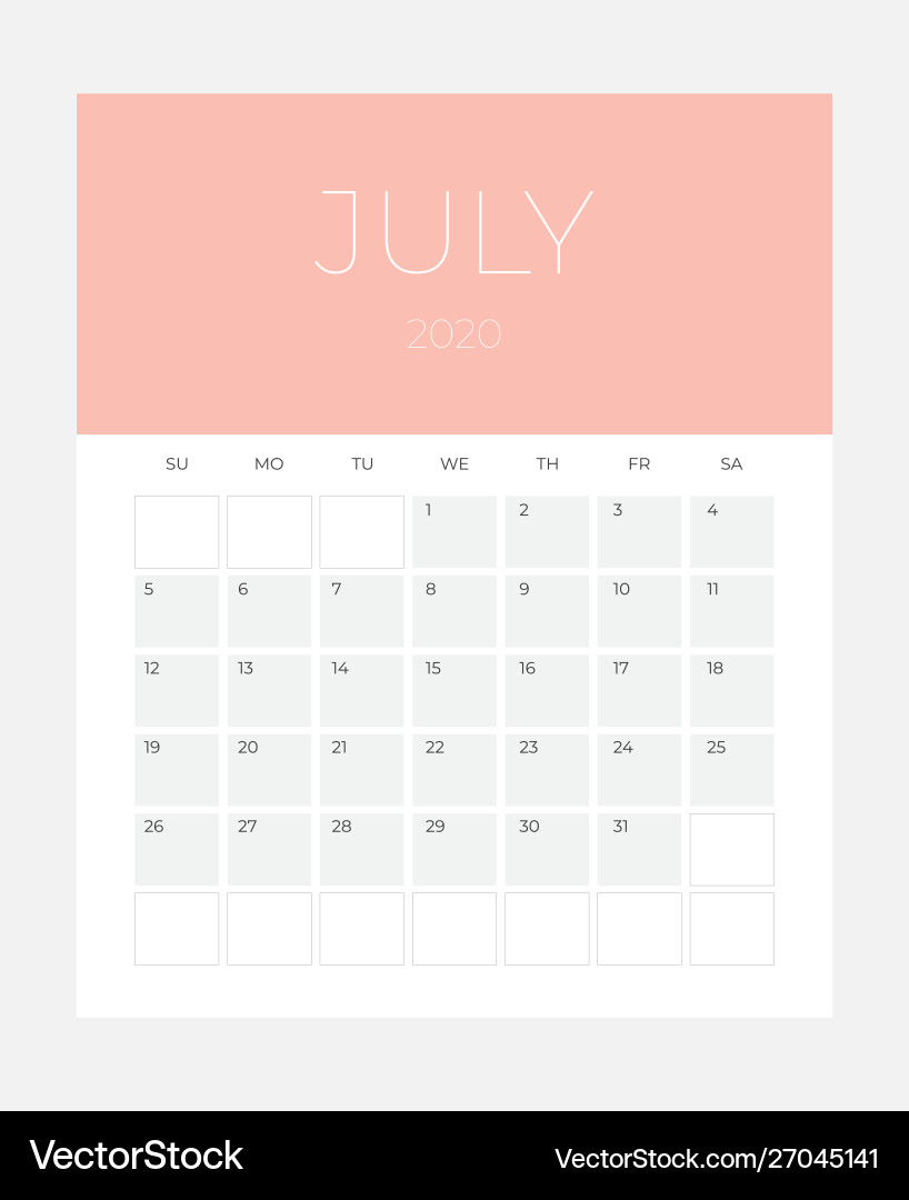 2020 calendar - template mock up 2020 calendar - template mock up vector image