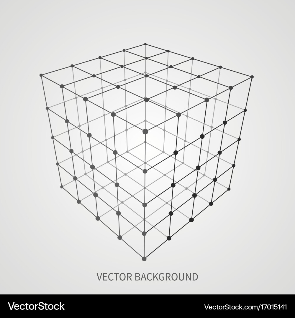 3D Wireframe Cube Mesh vector image