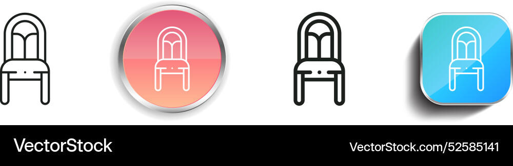 Chair icon thin linear regular and button style vector image