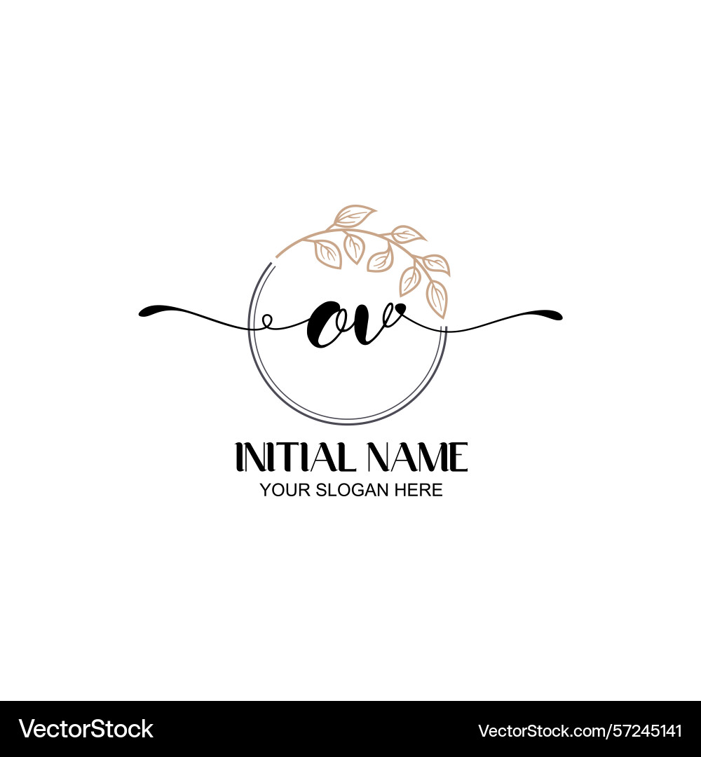 Elegant ov initial logo design with botanical Elegant ov initial logo design with botanical Vector Image
