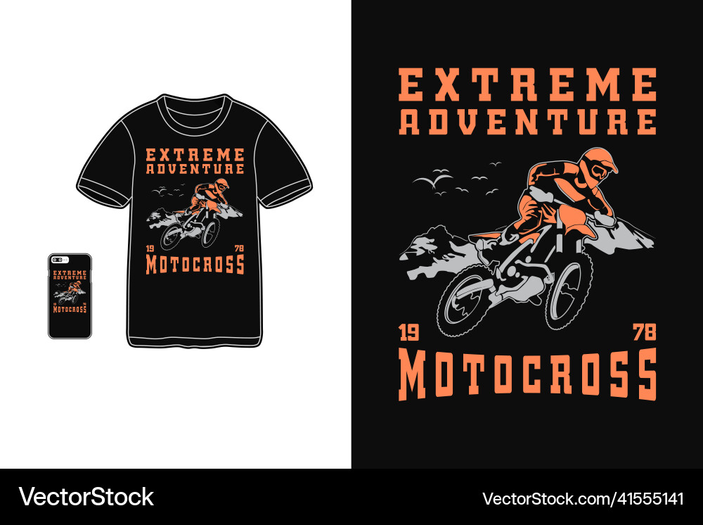 Extreme adventure motocross t shirt design vector image