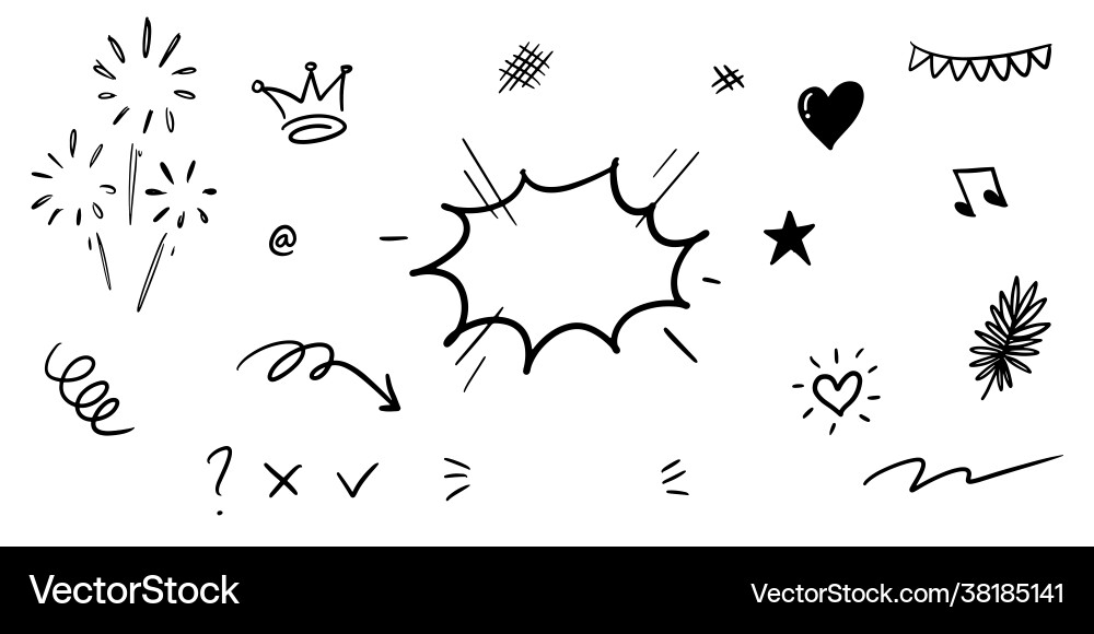 Handgezeichnetes Set Lockenschwänze Swashes Soops Handgezeichnetes Set Lockenschwänze Swashes Soops vektorbild