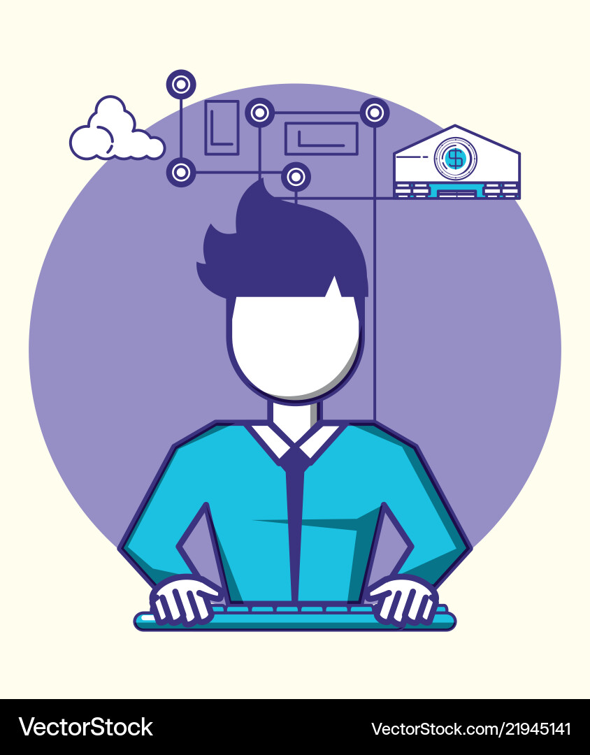 Man using keyboard fintech concept Man using keyboard fintech concept vector image