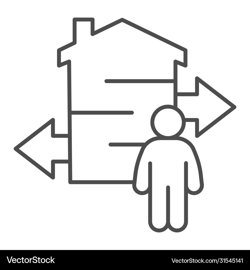 Man with arrows and building thin line icon smart Man with arrows and building thin line icon smart vector image