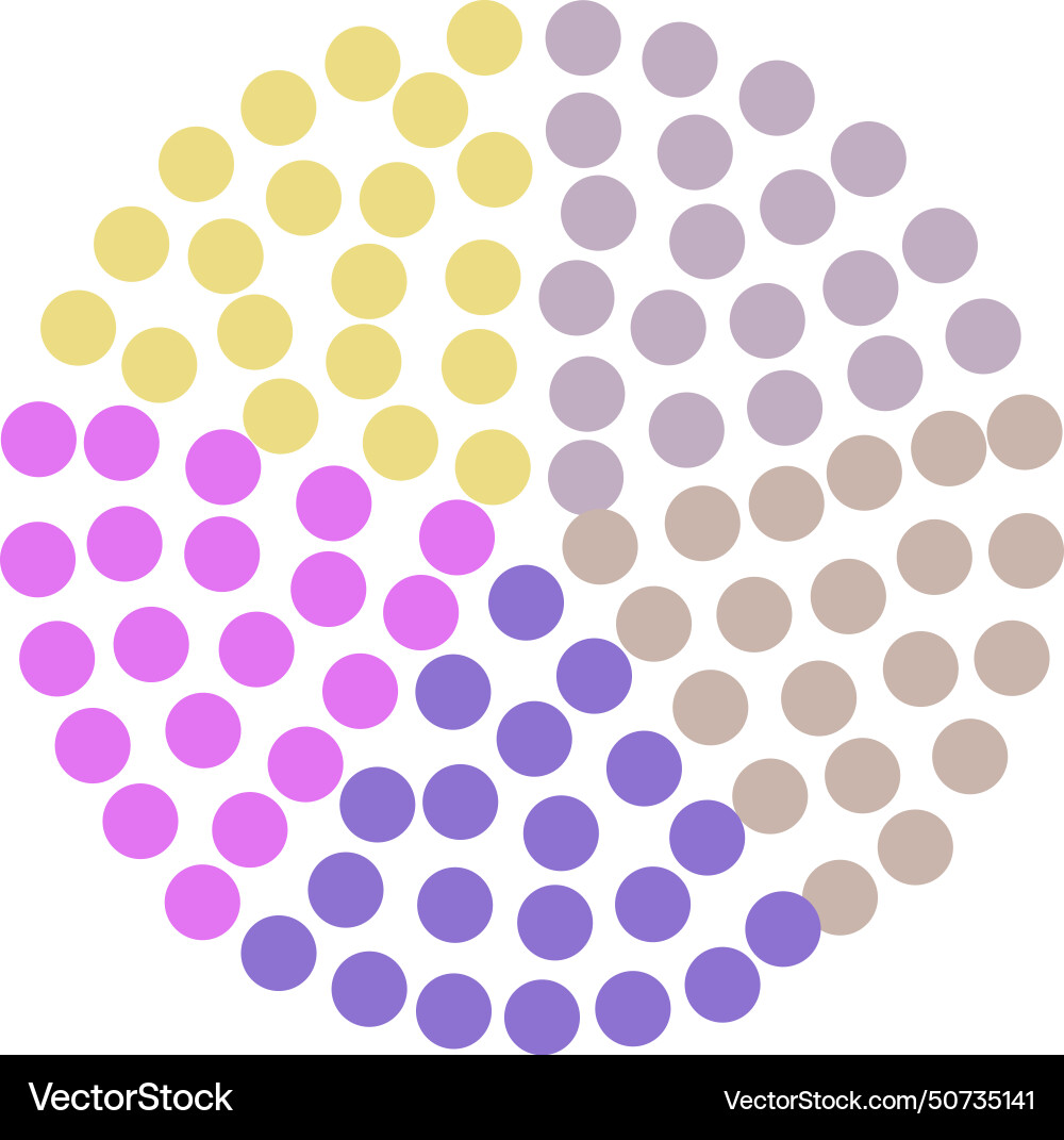 Pie chart dot pattern color point icon Pie chart dot pattern color point icon Vector Image