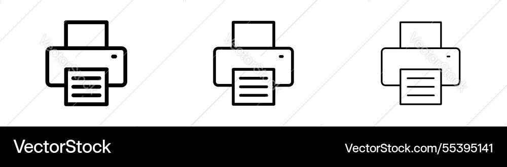 Print icons in three different stroke lines vector image