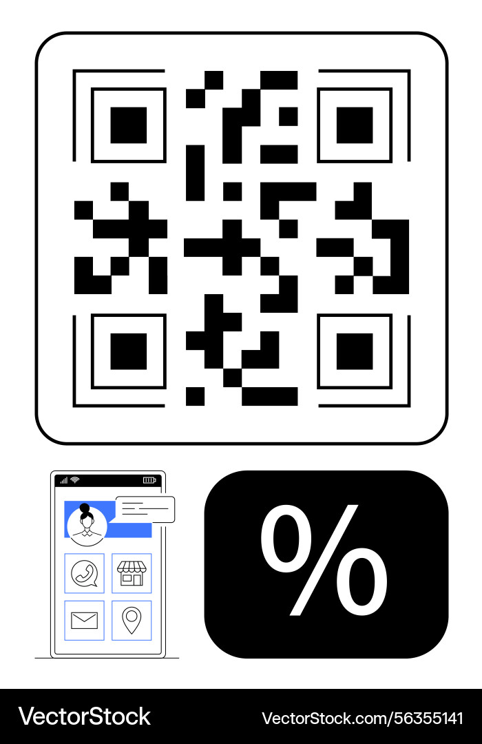 Qr code with mobile app layout and discount Qr code with mobile app layout and discount vector image