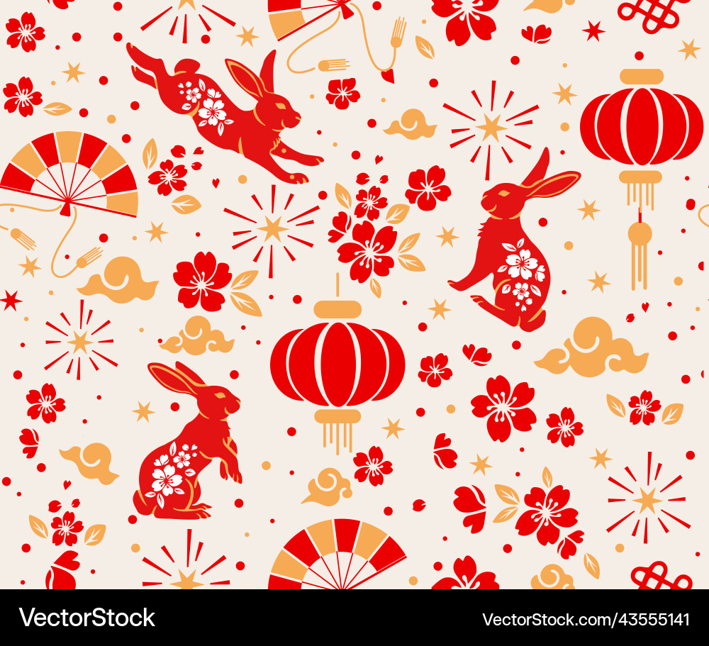 Seamless pattern with asian elements on color Seamless pattern with asian elements on color vector image