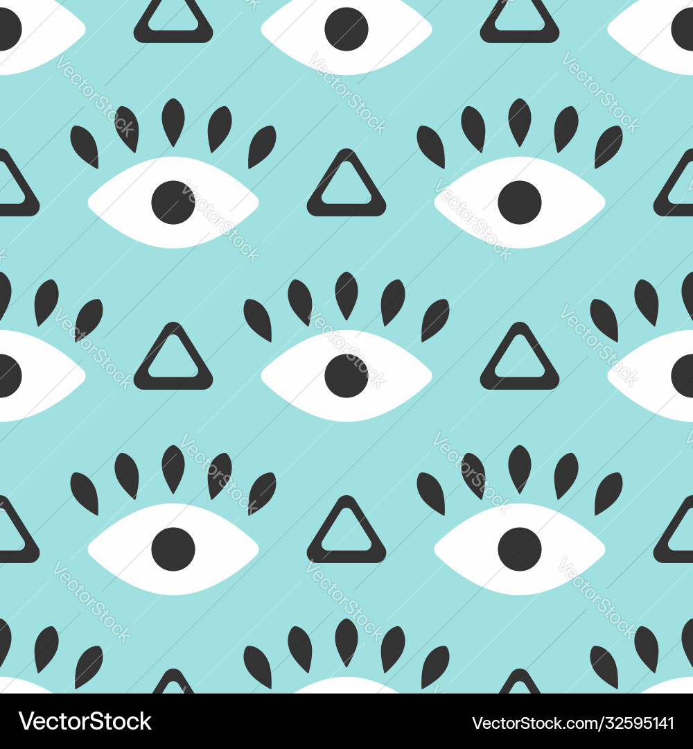 Seamless pattern with repeating eye and triangle Vector Image