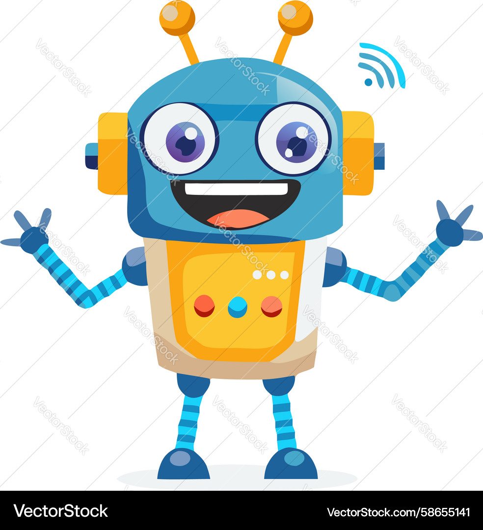 Standing robot with friendly demeanor simple ai Vector Image