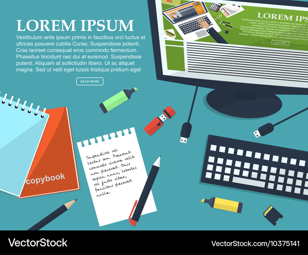 Working student table with place for your text Vector Image