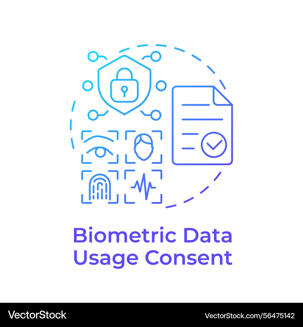 Biometric data usage consent blue gradient Vector Image