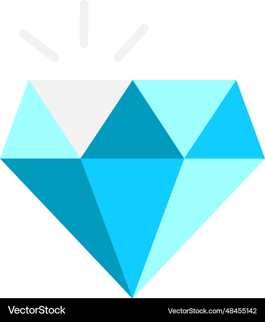 Blue brilliant icon precious diamond shining gem vector image