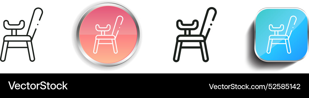 Chair icon thin linear regular and button style Chair icon thin linear regular and button style Vector Image