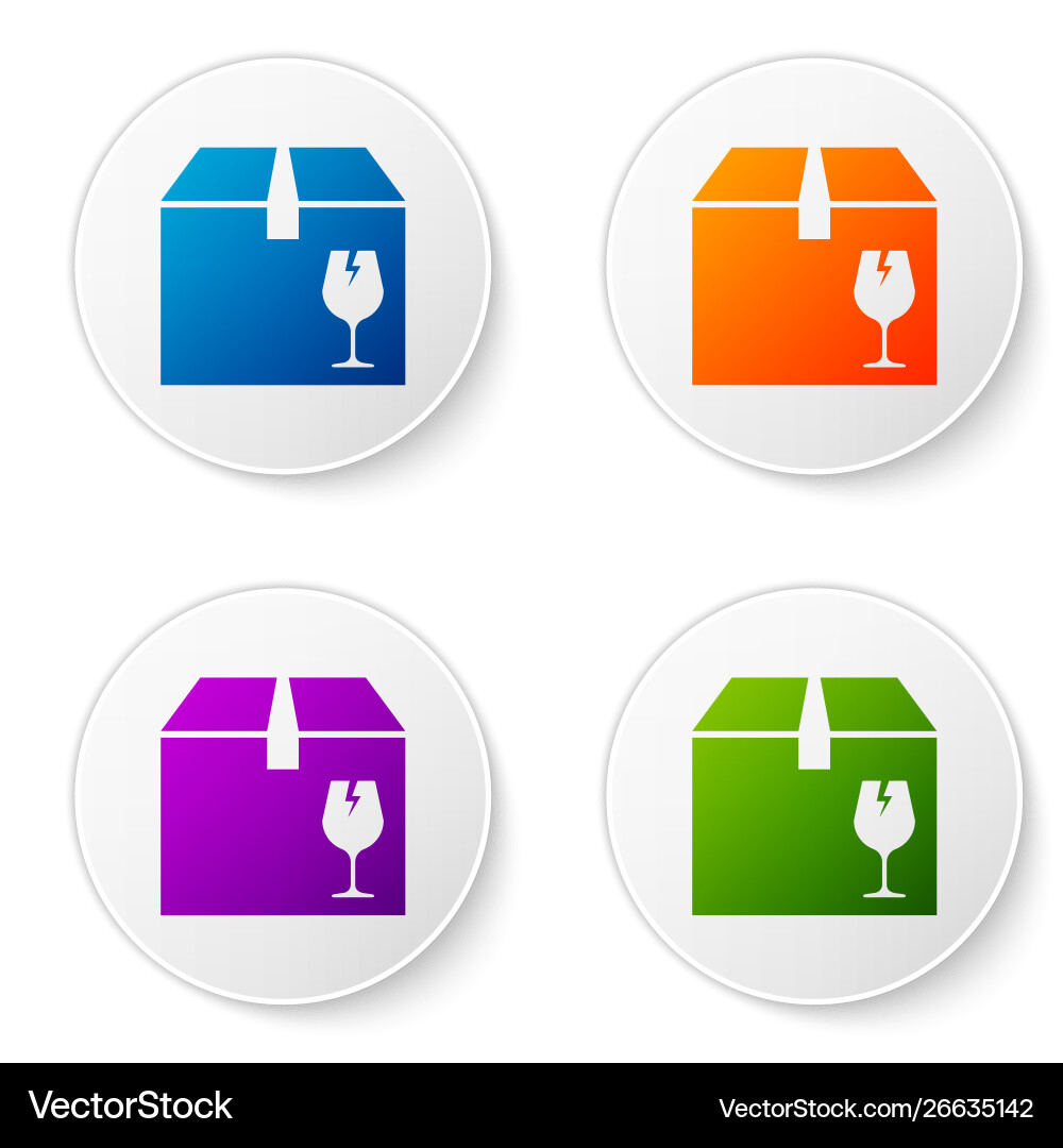 Color delivery package box with fragile content Vector Image