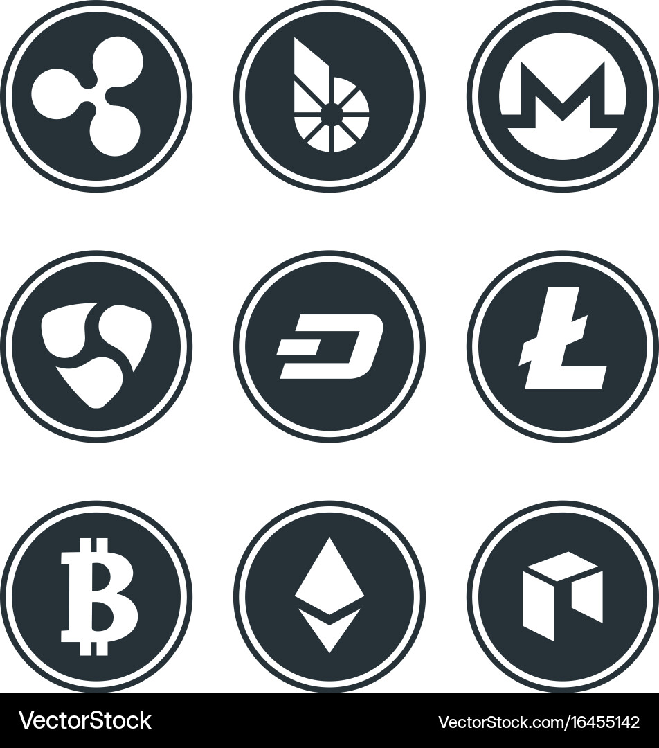 Cryptocurrency or virtual currencies icon set – Royalty-Free Vector |  VectorStock