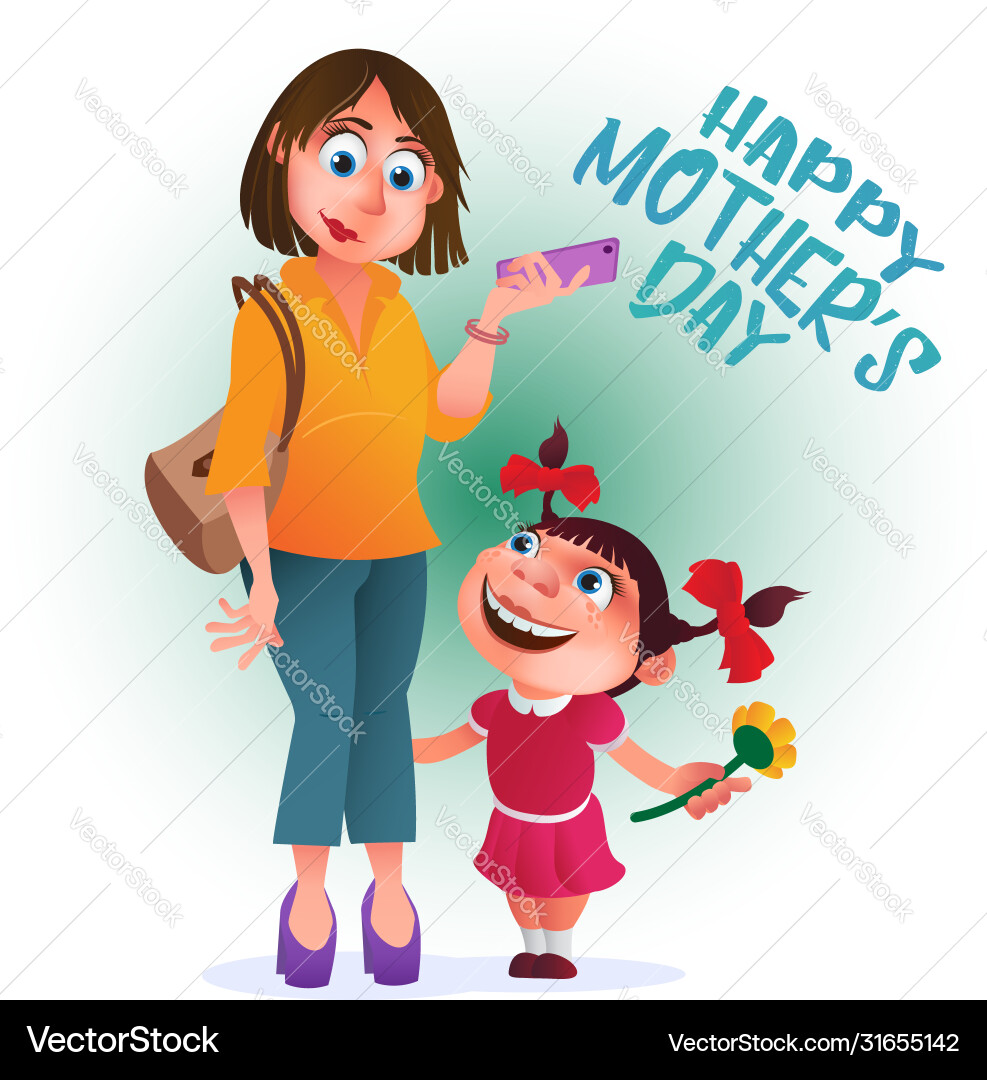 Grußkarte oder Poster zu glücklichen Müttern Tag Mutter Vektor Bild