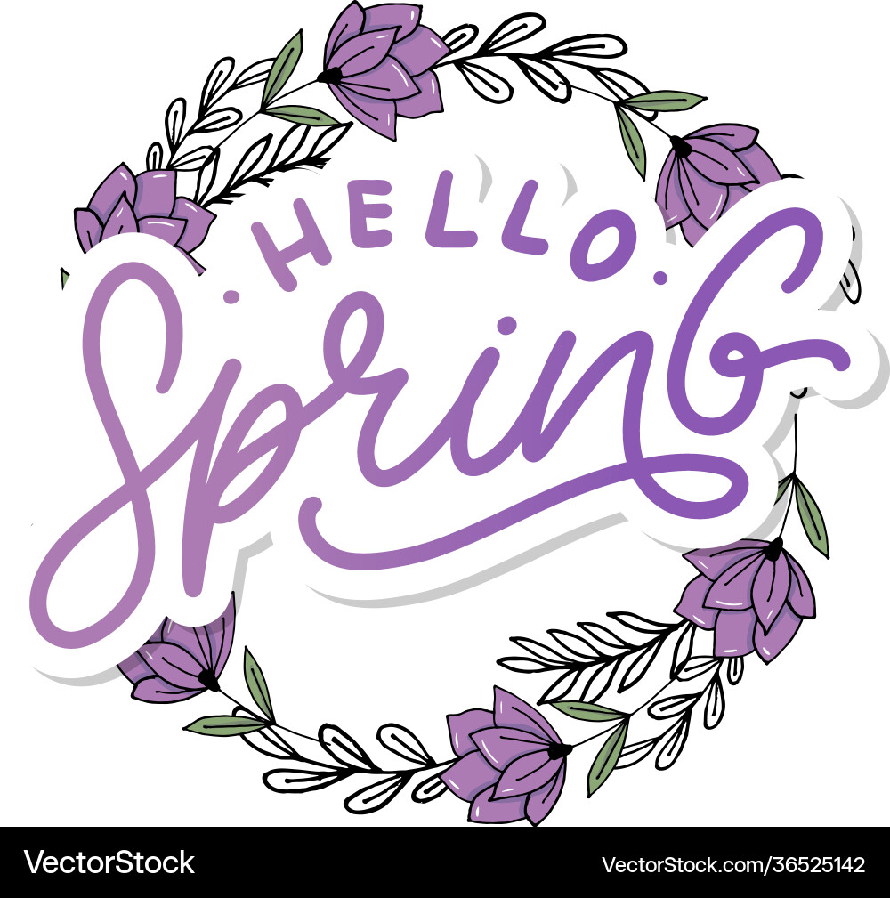 Hello spring flowers text background frame Hello spring flowers text background frame vector image