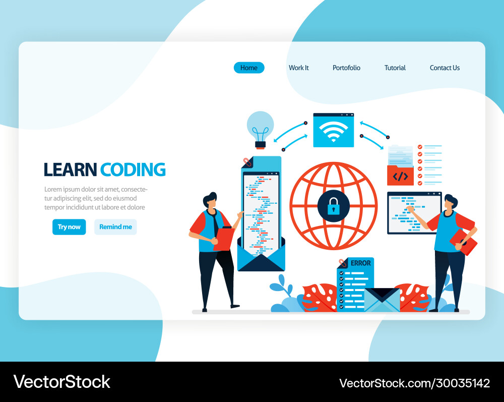 Homepage for learning programming and coding Homepage for learning programming and coding vector image